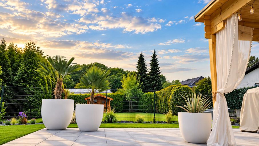Gartenterrasse mit Lounge- und Pflanzbereich